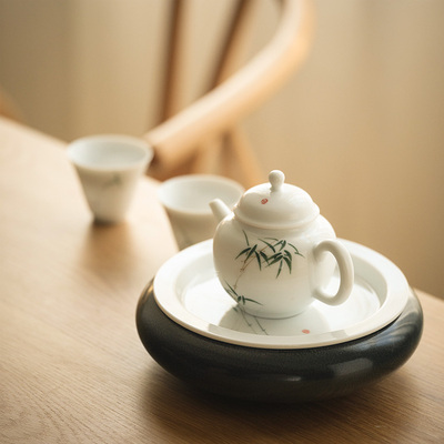 手工白瓷家用茶具陶瓷人文小壶单壶
